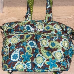 Ju-Ju-Be Diaper Bag Blue and Green Large Shoulders And Cross Body Strap Paisley